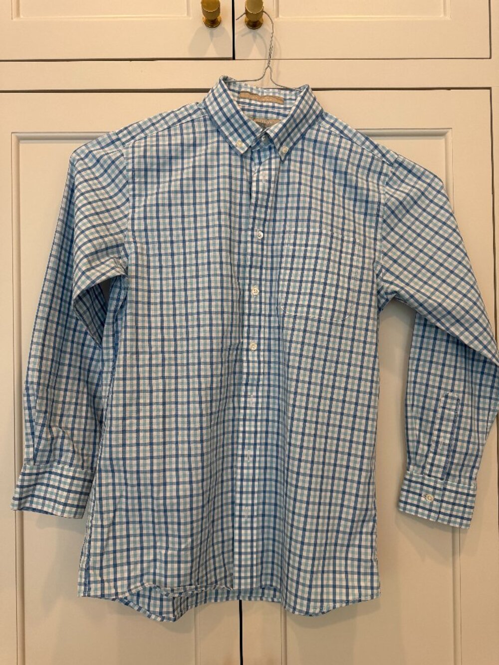 Nordstrom Boy's Button Down Dress Shirt | Size 14 | Blue Plaid